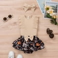 thumbnail image 1 of EQWLJWE Newborn Baby Girl Clothes Stripe Romper Sleeveless Dress Cute Lace Ruffles Bodysuit Toddler Baby Girl Summer Outfits Play Wear (Beige,12-18 months), 1 of 5