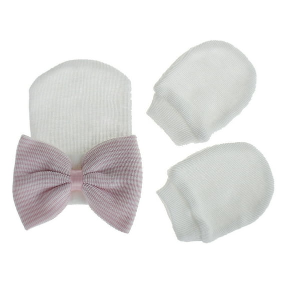 EQWLJWE Newborn Baby Girls Boys Striped Bownot Woolen Headgear Warm Hat Cap Knit Glove Girls' Hats Holiday Clearance