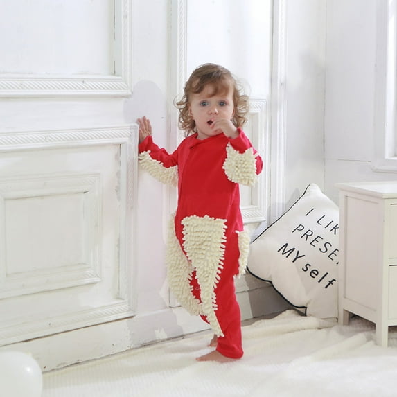 EQWLJWE Newborn Infant Baby Girls Boys Long Sleeve Solid Mop Onesie Romper Jumpsuit Girls' Harness Holiday Clearance