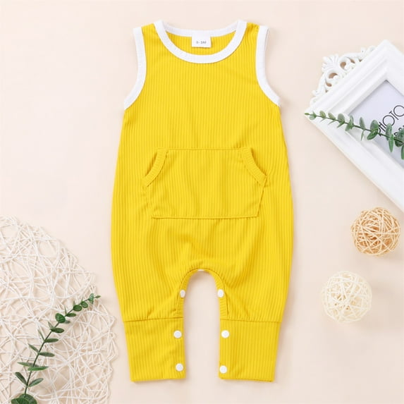 EQWLJWE Newborn Infant Baby Girls Boys Sleeveless Ribbed Solid Knit Jumpsuit Clothes Girls' Harness Holiday Clearance