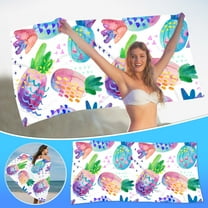 EQWLJWE Pineapple Beach Towel,Oversized Microfiber Pool Bath Summer Fruit Theme Gift for Girl Women Travel Swim,Quick Dry Sand Free,30”x59”