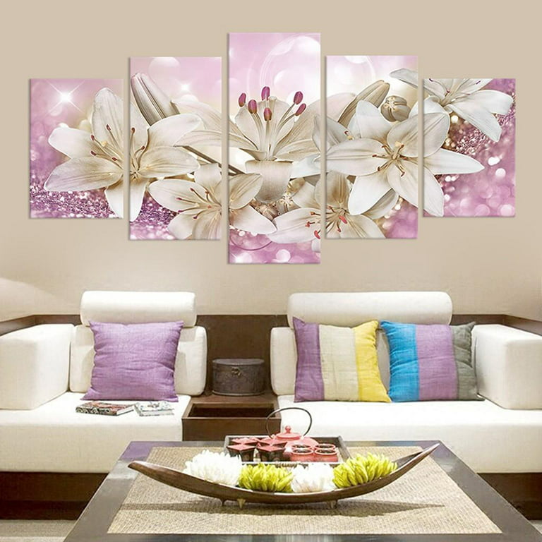 SUMGAR Flower Wall Art Colorful Botanical Decor Pink Wildflower Pictures  Watercolor Canvas Prints Framed Painting for Kitchen Living Room Bedroom