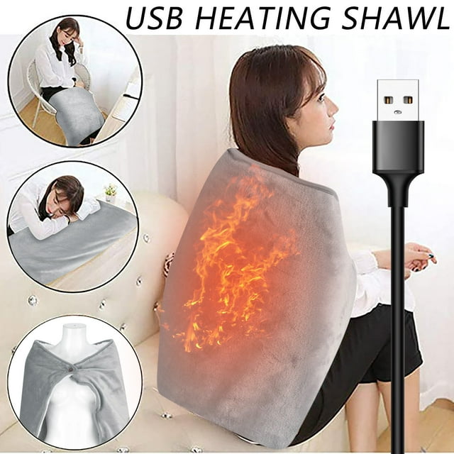 EQWLJWE Portable Heated Blanket USB Heated Electric Warming Shawl Lap Blanket,Heating Camping