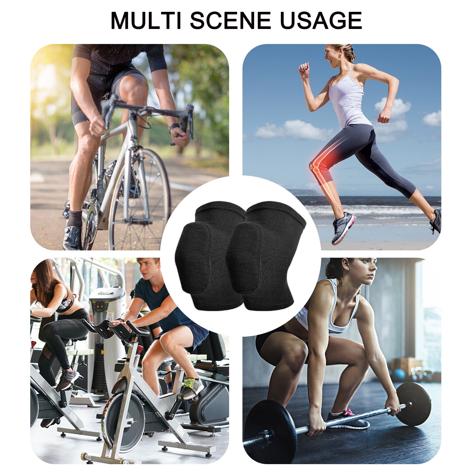 Zhaomeidaxi 1Pc Non-Slip Knee Brace Soft Knee Pads Breathable Knee Compression Sleeve For Dance Wrestling Volleyball Basketball Running Football Jogging Cycling - View #11
