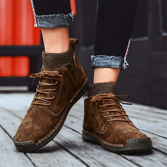 EQWLJWE Retro Combat Boots Men's Casual Shoes Breathable Socks Locomotive Tooling Shoe Mens Sneakers Holiday Clearance