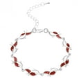 thumbnail image 1 of EQWLJWE Sea Turtle Hawaiian Red Gemstone Charm Bracelet, Sterling Silver, 8.5", 1 of 4