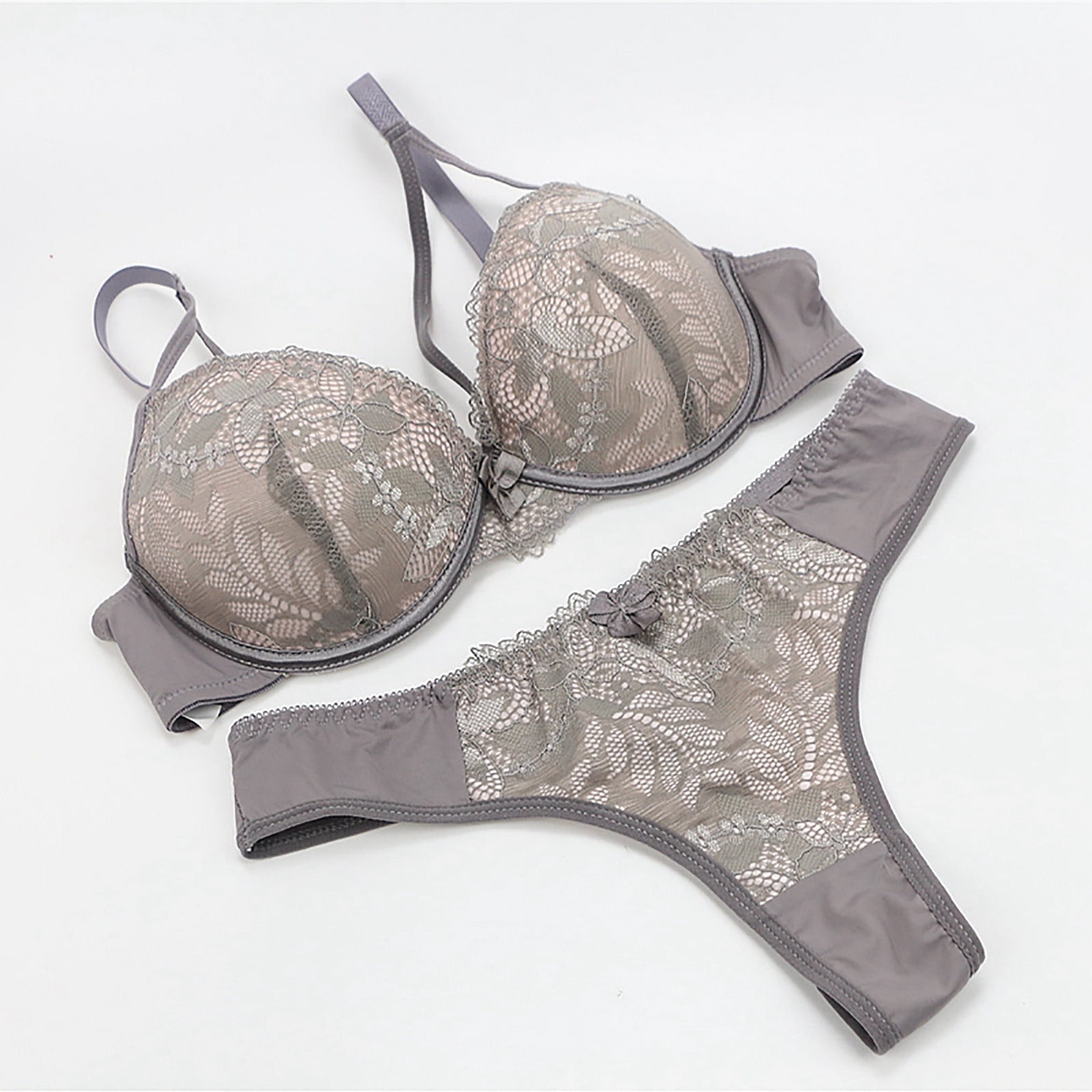  Lyss Ponne omen's Cute Two Piece Lingerie Set Seamless Wireless  Bra and Thong Panty Set Underwear (Gray, M 40-60KGS): Clothing, Shoes &  Jewelry