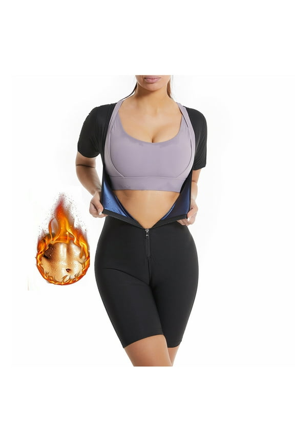 Shapewear for Women Casual U Neck Short Sleeve Front Zipper Compression Garment Post Surgery Body Shaper Gifts for Women Blue(S-3Xl)