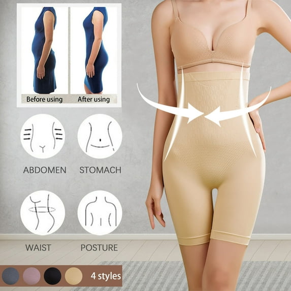 EQWLJWE Shorts for Women Casual Solid Color High Waist Seamless Butt lifting Panties Waist Trainer Thigh Slimmer Underwear for Shaping Beige(M-2Xl)