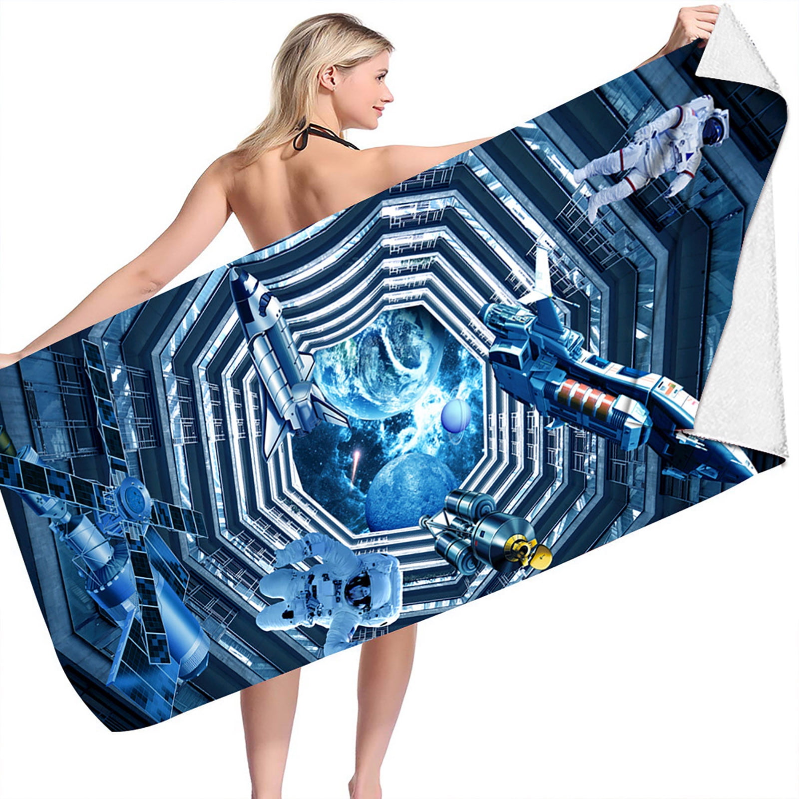 Kids Space Beach Towel - Solar System Design 30"x60" Quick-Dry Towel | For Pool, Beach, Bath, Travel & Camping