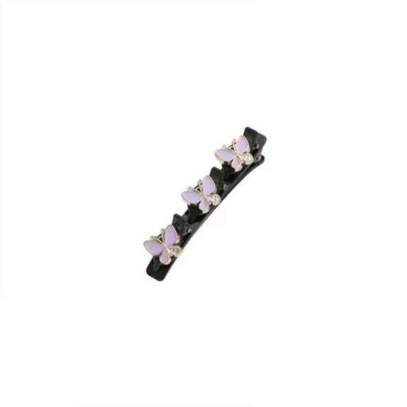 EQWLJWE Sparkling Crystal Stone Braided Hair Clips, Butterfly Chopped Hairpin Duckbill Clip with 3 Small Clips, Satin Fabric Hair Bands Multi Clip Hair Barrette for Women Girls