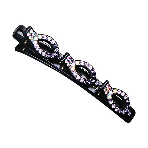 EQWLJWE Sparkling Crystal Stone Braided Hair Clips, Oval Chopped Hairpin Duckbill Clip, Braided Hair Clip with Rhinestones for Women/Girls