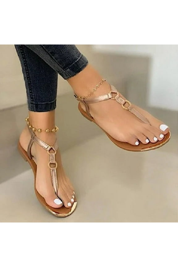 Strappy Sandals for Women Thong Sandals Elastic T Strap Flip Flops Flats Ladies Vintage Summer Low Heel Sandals Casual Flat Shoes for Hawaiian Trip