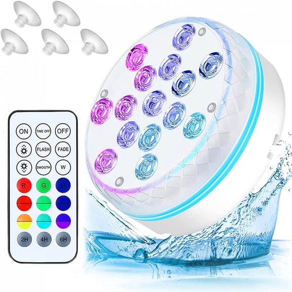 SDJMa Submersible Led Lights with Remote - 2.76"Waterproof Underwater Led Light Battery Operated Controlled 16 Color Changing Lamp with Suction Cup for Pool Vase Aquarium Decoration