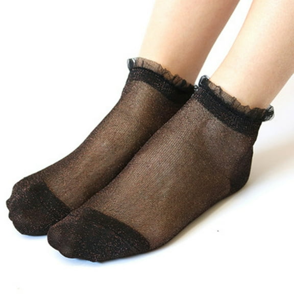 EQWLJWE Summer Women Ladies Sheer Silky Glitter Transparent Short Stockings Ankle Socks Women's Socks Holiday Clearance