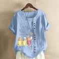thumbnail image 1 of EQWLJWE Summer Womens Easter Print Tops Loose Solid Color Short Sleeve Crew Neck Lightweight Shirts Plus Size Casual Blouse Outwear Light Blue(S-5Xl), 1 of 5