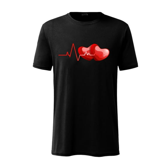 EQWLJWE T-Shirts for Men Men Short Sleeve Casual Electrocardiogram Love Printing Round Neck Pullover T Shirt Blouse