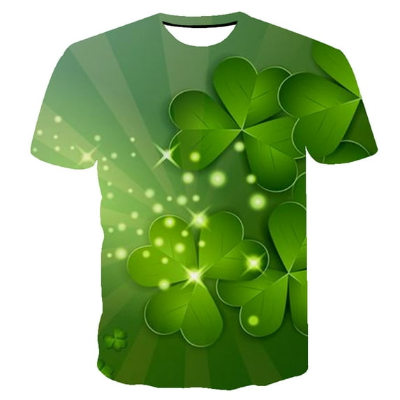EQWLJWE T-Shirts for Men Men Short Sleeve Casual St. Patrick's Day Print Round Neck Pullover T Shirt Blouse