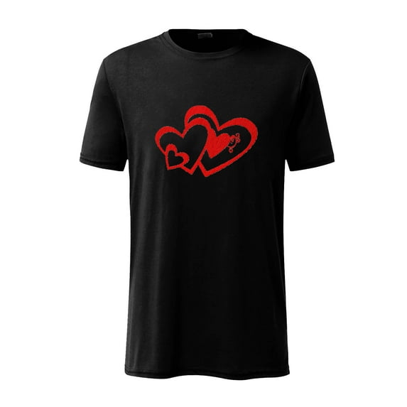 EQWLJWE T-Shirts for Men Men Valentine's Day Short Sleeve Love Printing Round Neck Pullover T Shirt Blouse