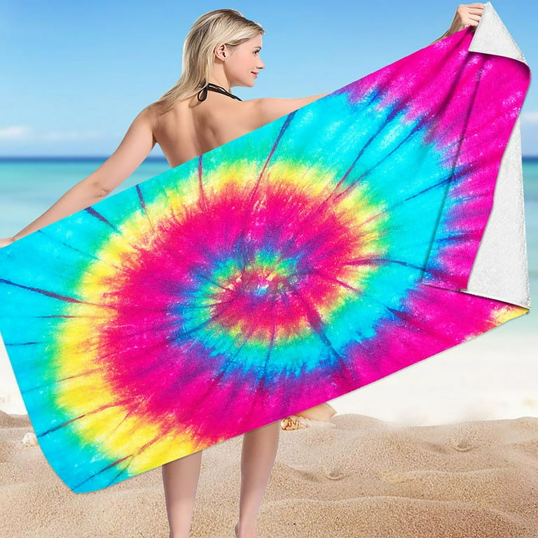EQWLJWE Tie Dye Hand Towels Rainbow Spiral Towel Large Beach Towels Colorful Soft Guest Face Towel Bathroom Decorations 30 x 60