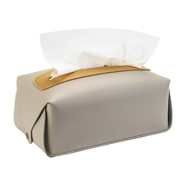 EQWLJWE Tissue Box Cover Rectangular Modern PU Leather Rectangular Tissue Box Holder Decorative Tissue Box Case Organizer Holder for Bathroom Vanity Countertop Night Stand Office Desk Car