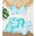 thumbnail image 1 of EQWLJWE Toddler Girls Swimsuit 3 Piece Bathing Suit Solid Color Quick Dry Elastic Tankini Set with Cover Up Beach Skirt Bikini Swimwear 4-14 Years (Green), 1 of 5