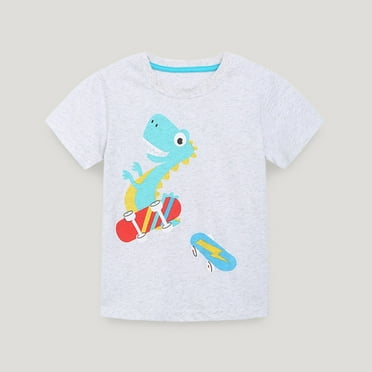 EQWLJWE Toddler Graphic Tees T Shirts Summer Cartoon Print Short Sleeve Crew Neck Cute Tops