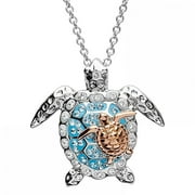 EQWLJWE Turtle Pendant Necklace for Women - Health & Longevity Sea Turtle Pendant Necklace, Ladies Necklace Two Tone Turtle Animal Necklace, Jewelry Gifts for Women Girls Mother Wife