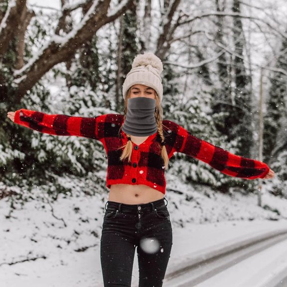 EQWLJWE Unisex Solid Color Neck Warmer Fleece Knitted Scarves Warmer Fashion Scarf Scarf Holiday Clearance