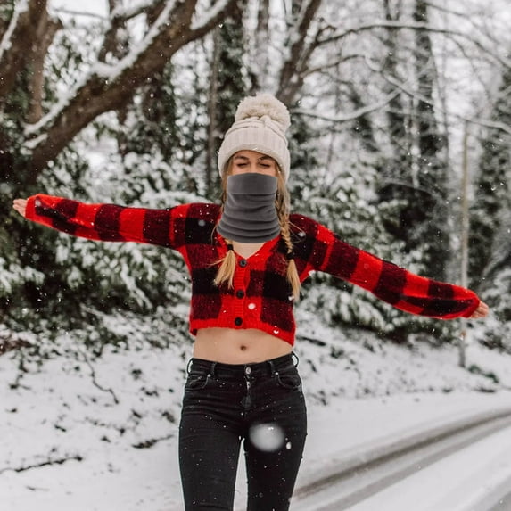 EQWLJWE Unisex Solid Color Neck Warmer Fleece Knitted Scarves Warmer Fashion Scarf Scarf Holiday Clearance