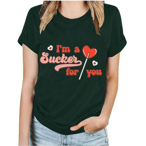 EQWLJWE Valentine Love Heart Tshirt Women Cute Graphic Valentine's Day Tee Lover Gifts Short Sleeve Crewneck Lightweight Shirt Gift for Your Mom Army Green(S-3XL)