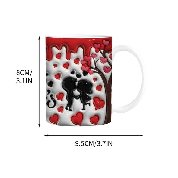 EQWLJWE Valentine's Day Coffee Mugs,3D Heart Coffee Mug Gift for Lovers Mom , Funny Mug Gift for Birthday Valentine's Day Anniversary Christmas