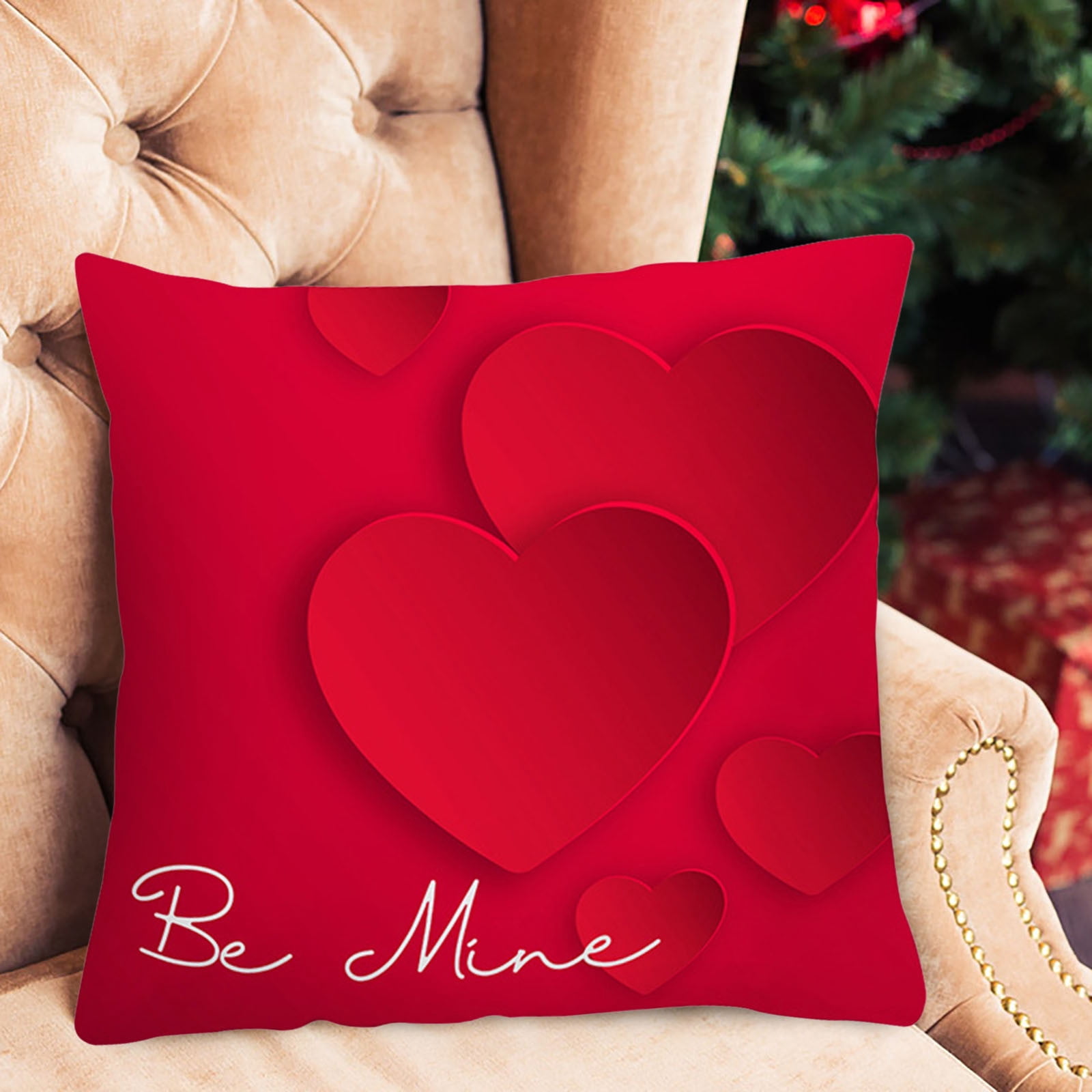 EQWLJWE Valentine's Day Pillow Covers Heart Hot Air Balloon Love Throw Cushion Cover 18 x 18