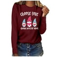 thumbnail image 1 of EQWLJWE Valentine's Day Sweatshirt for Women, Gnome Graphic Plaid Shirts Long Sleeve Crewneck Holiday Pullover Tops, 1 of 4
