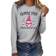 thumbnail image 1 of EQWLJWE Valentine's Day Sweatshirt for Women, Gnome Graphic Plaid Shirts Long Sleeve Crewneck Holiday Pullover Tops, 1 of 4