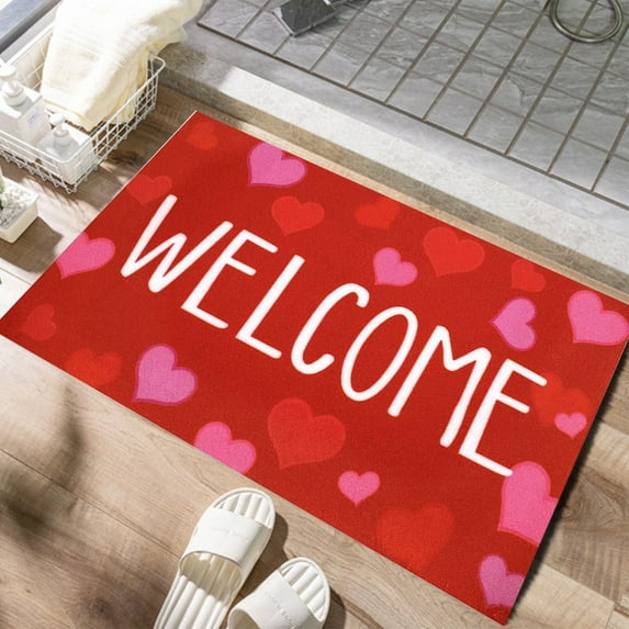 EQWLJWE Valentines Day Door Mat Buffalo Plaid Love Doormat Anniversary Wedding Decoration Farmhouse Kitchen Low-Profile Floor Rug Switch Mat for Home Decor Indoor Outdoor 19.68 x 31.5 Inch