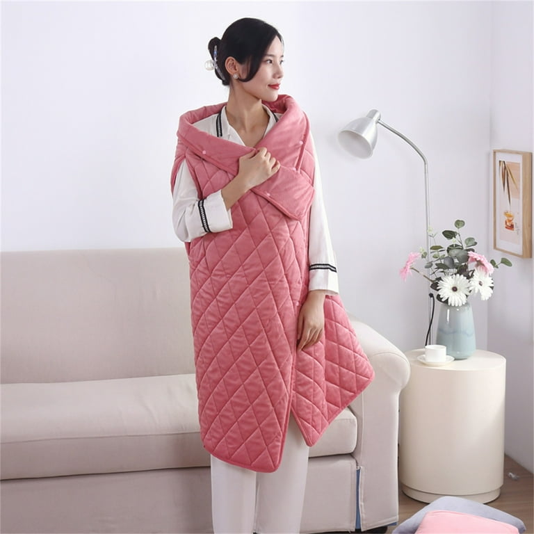 EQWLJWE Wearable Heated Throw Blanket Super Soft Warming Fleece Electric Check Blanket 40