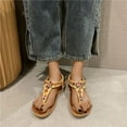 thumbnail image 1 of EQWLJWE Wide Width Sandals for Womens Flip Flops Summer Flats Sandals with Ankle T-Strap Thong Elastic Beach Sandal Slip On Walking Shoes Gifts for Your Family or Friends, 1 of 5