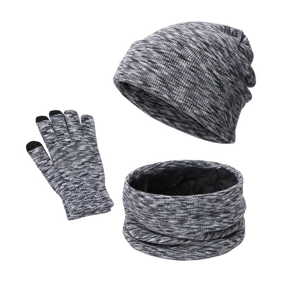 EQWLJWE Winter Beanie Hats Scarf Touchscreen Gloves Set for Men Women Thick Beanies Skull Cap Neck Warmer with Warm Knit Fleece Lined