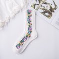 thumbnail image 1 of EQWLJWE Woman's Girls Cute Coloer Lace Flowers Breathable Non-slip Combed Cotton Middle Socks Sox Socks Holiday Clearance, 1 of 4