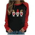 thumbnail image 1 of EQWLJWE Women Crewneck Long Sleeve Oversized Gnomes Graphic Fall Sweatshirts Plaid Leopard Love Heart Printed Tunic Tops, 1 of 4