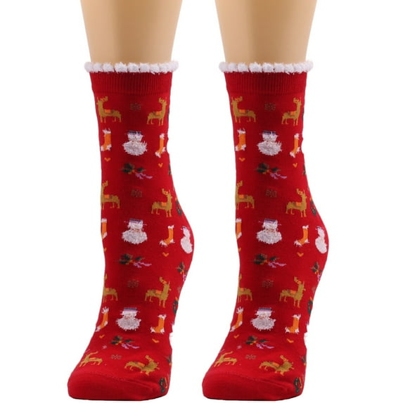EQWLJWE Women Cute Christmas Vintage Printing Thicker Socks Long Sock Comfortable Socks Socks Holiday Clearance