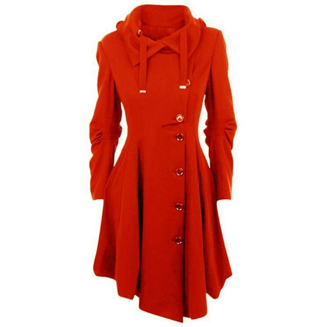 EQWLJWE Women Faux Wool Warm Slim Coat Jacket Thick-Parka Overcoat Long Winter Outwear