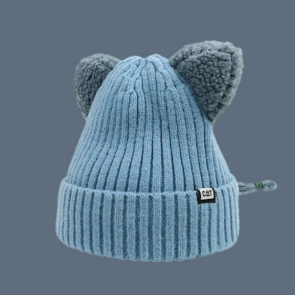 EQWLJWE Women Winter Cute Animal Cat Hat Crochet Beanie Hats Photography Knitted Hat Cap Plush Hat Holiday Clearance