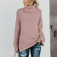 thumbnail image 1 of EQWLJWE Women's Casualsolid Color Casual Thick Line Long Sleeve Turtleneck Sweater Women's Sweater Holiday Clearance, 1 of 5