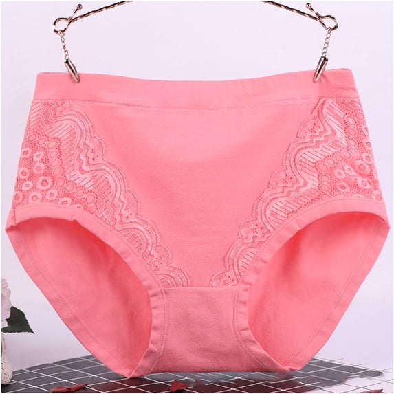EQWLJWE Women's Cotton Underwear Plus Size High Waist Stretch Full Coverage Briefs Soft Leak Proof Underpants Valentine's Day Panties for Work School Gym Hot Pink(Xl-6Xl)