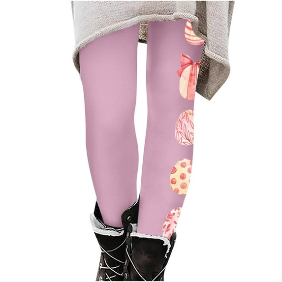 EQWLJWE Women's Easter Yoga Pants Workout Joggers Cute Easter Eggs Graphic Full Length High Waist Leggings Gifts for Your Family(Pink,S)