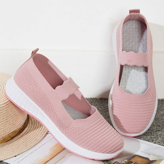 EQWLJWE Women's Fashion Casual Breathable Wedges Slip On Walking Sneakers Loafers Shoes Women's Flat Shoes Holiday Clearance