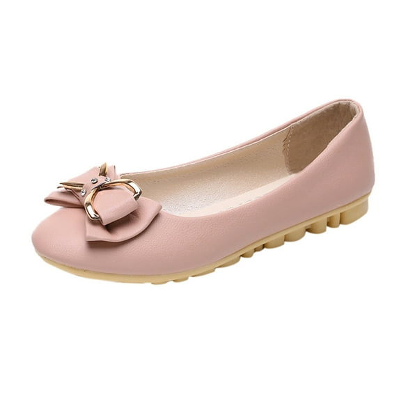 EQWLJWE Women's Fashion Casual Round Toe Butterfly-Knot Shallow Slip On Flat Work Shoes Women's Flat Shoes Holiday Clearance
