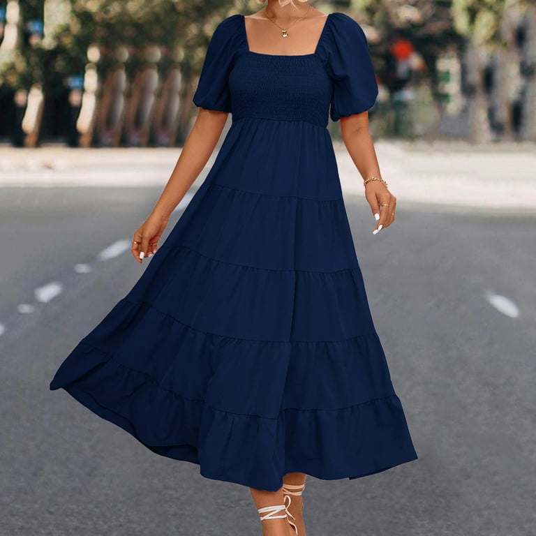 Square neck bubble sleeved dress 4392 Square neck bubble sleeved dress 4392